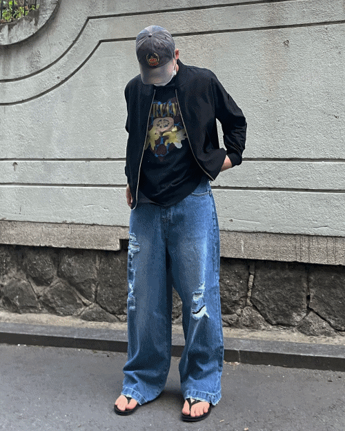 crack damage jeans