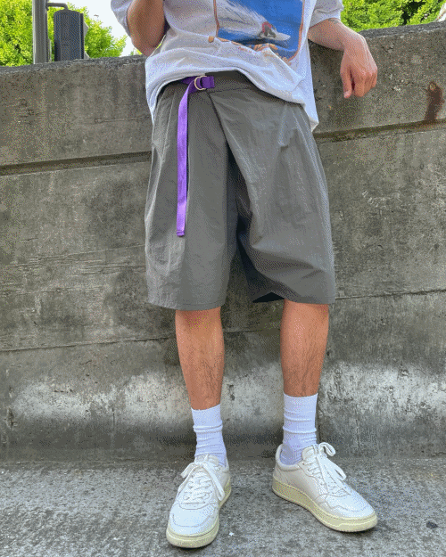color belted bermuda pants (4colors)
