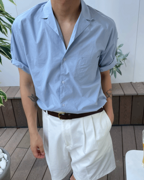 open collar half shirt (3colors)