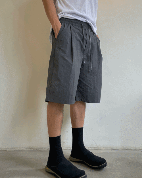 tuck nylon half pants (4colors)