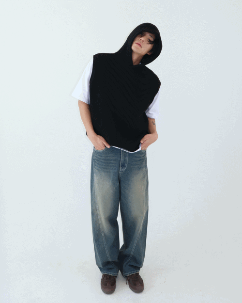 hood knit vest (3colors)