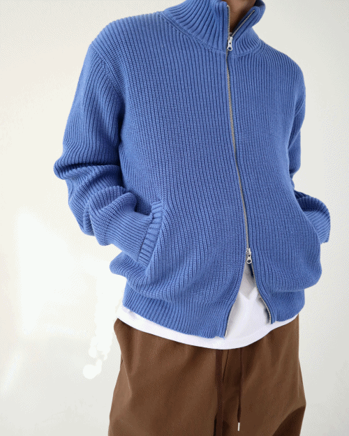 ribbed knit zip up (4colors)