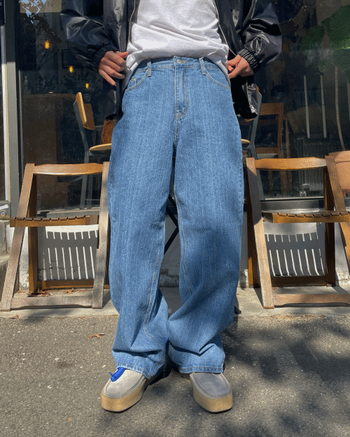 slub wide fit jeans (2colos)