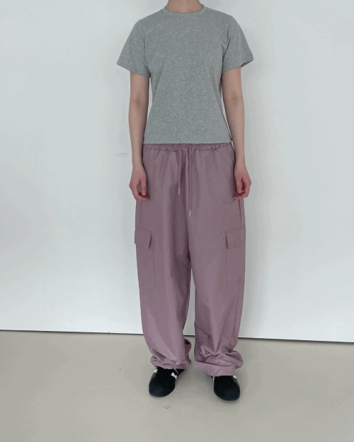 glossy nylon cargo pants (3colors) - W