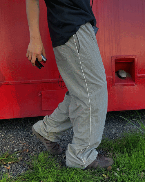 piping nylon wide pants (3colors)