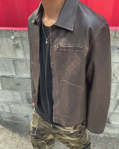 vintage leather jacket (2colors)
