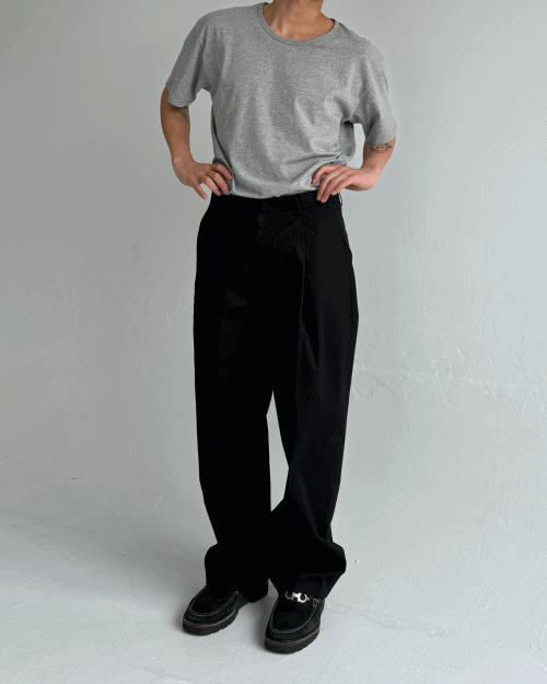 berlin wide tuck pants (2colors)